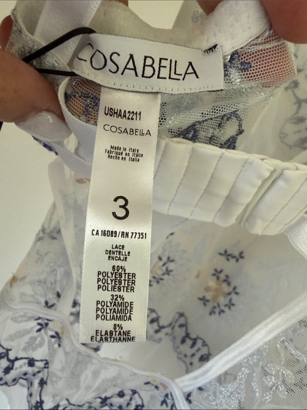 Cosabella White Sheer Lace Embroidered Teddy bridal edition - Picture 4 of 5